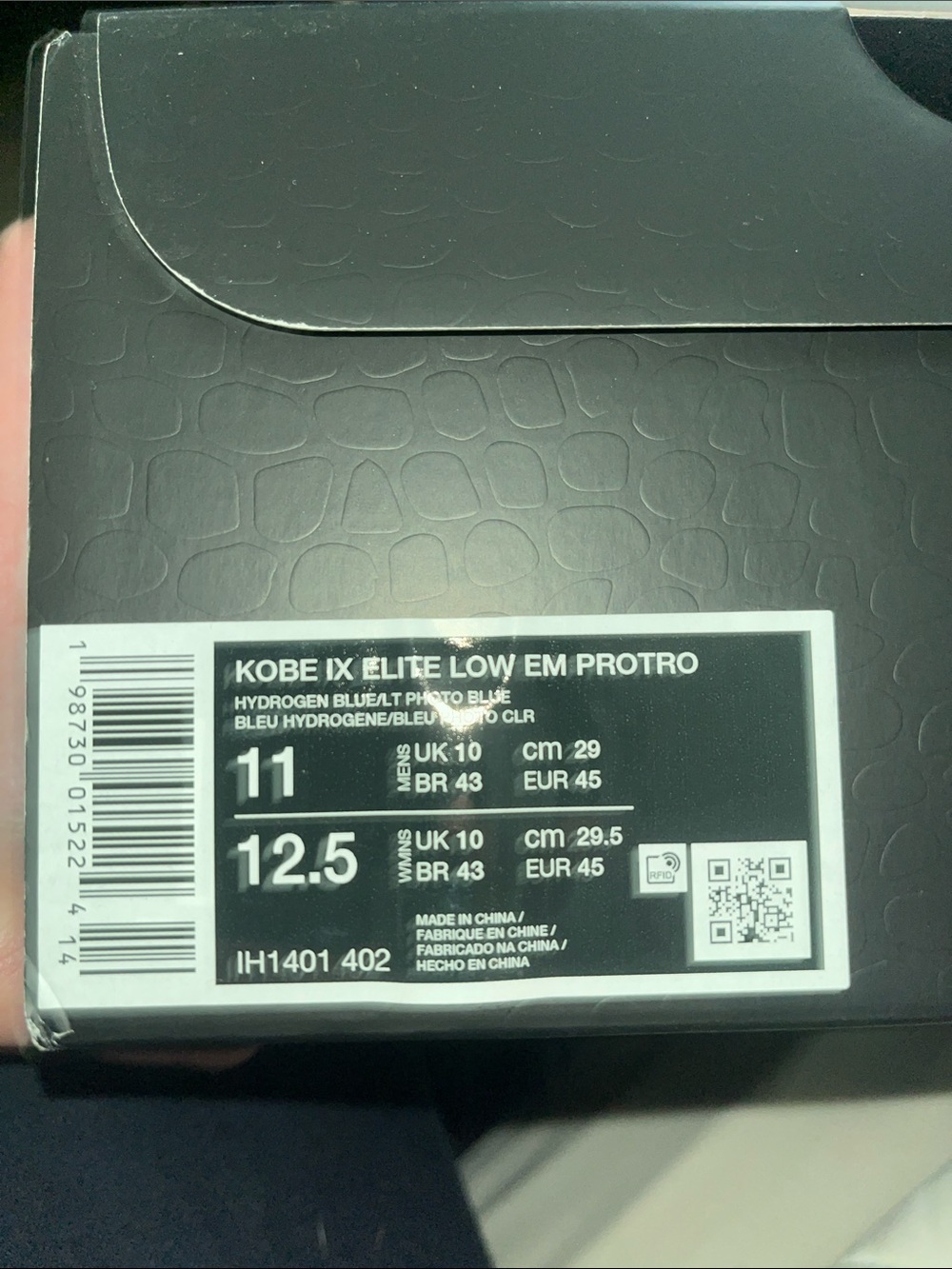 Kobe IX Elite Low EM Protro Shoe Box Label